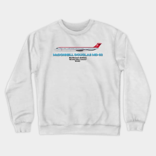 McDonnell Douglas MD-82 - Northwest Airlines "Bowling Shoe Colours" Crewneck Sweatshirt by TheArtofFlying